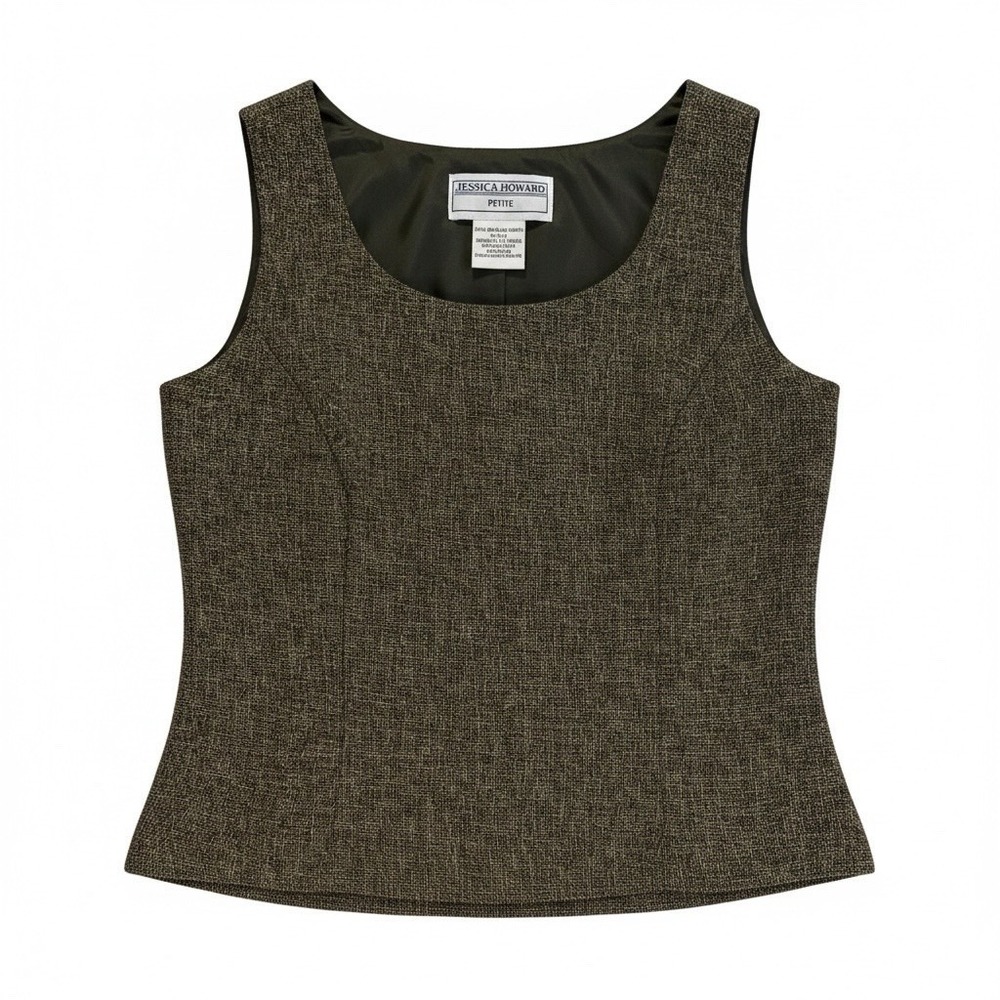 Jessica Howard Petite Gray Knit Crop Tank Only Scoop Neck-Part of a set
